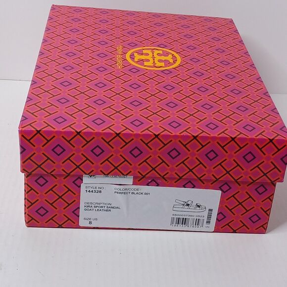 Tory Burch Platform Sandals Womens 8 Black Kira Sport Goat Leather Dust Bag - Picture 13 of 13